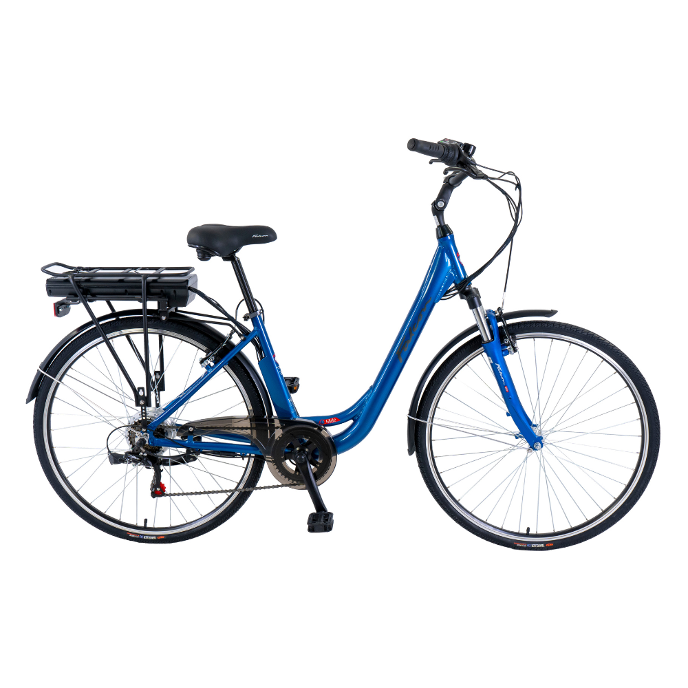 FALCON Glide Electric Trekking Bike, 15.5MPH facing right in a white studio setting
