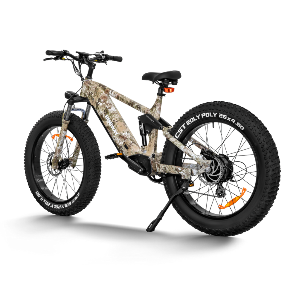 Himiway Forest Cobra Electric Mountain Bike, Fat Tyre, Long Range, Camo, Top Speed 15.5MPH Facing Away Left