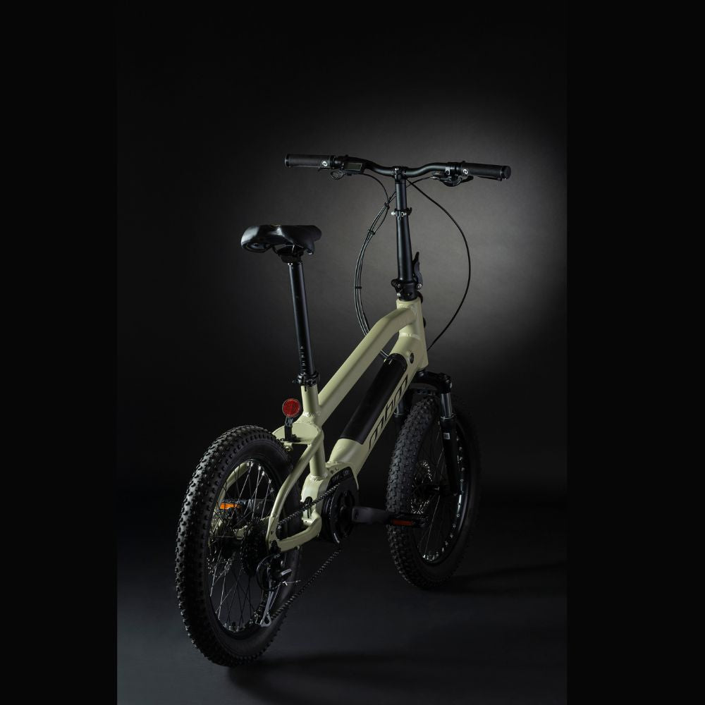 MBM Funk Cross 20" Urban Step Thru Electric Bike, Commuter 15.5MPH Facing Away Right Dark Background