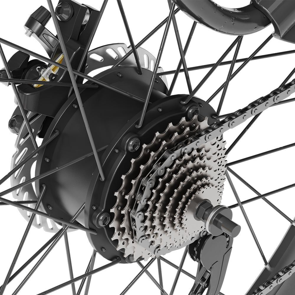 Eleglide T1 Step Through Trekking Urban Electric Bike White Rear Hub Motor and Gearing