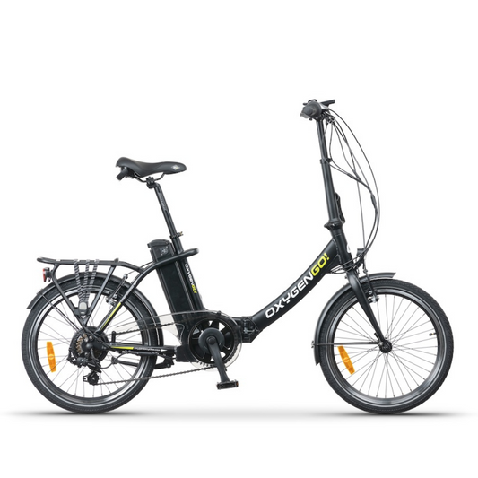Oxygen Go Folding Electric Bike, Step Through, Urban, Black Facing right 