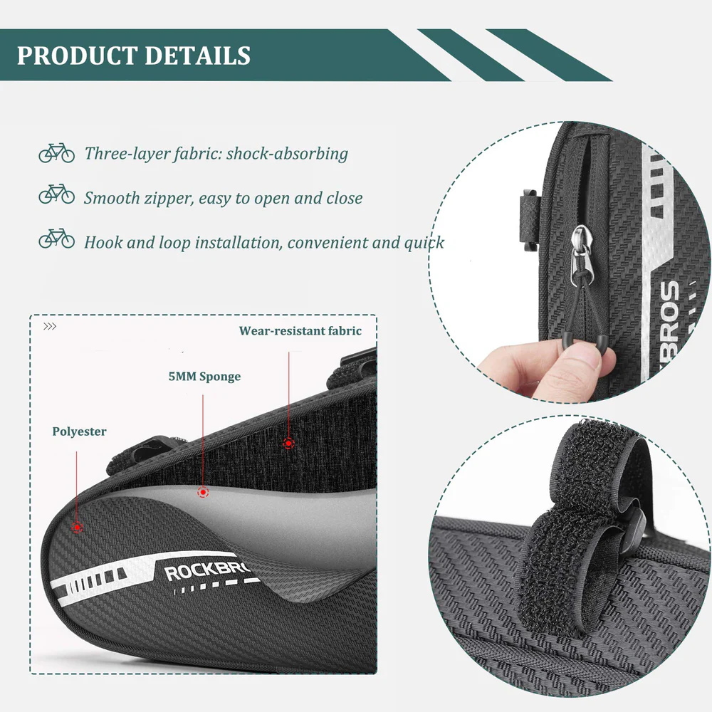 ROCKBROS Bike Triangle Bag Side Opening Corner Pouch Storage Bag