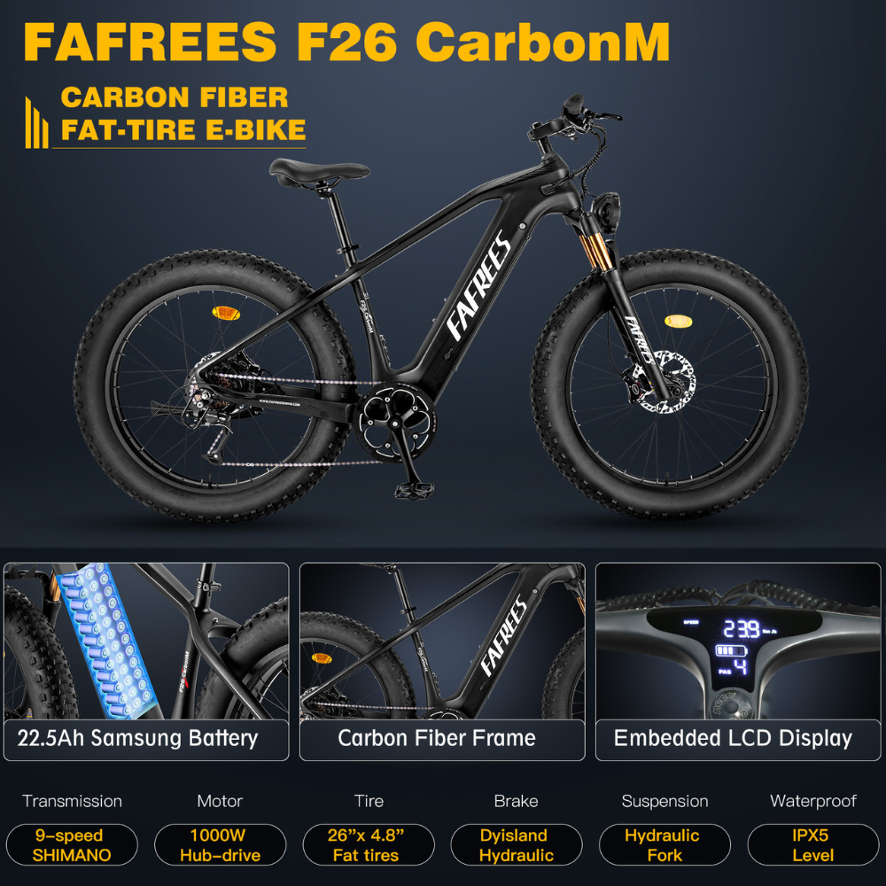 Fafrees F26 CarbonM Fat Tyre Electric Mountain Bike, 2024 Model