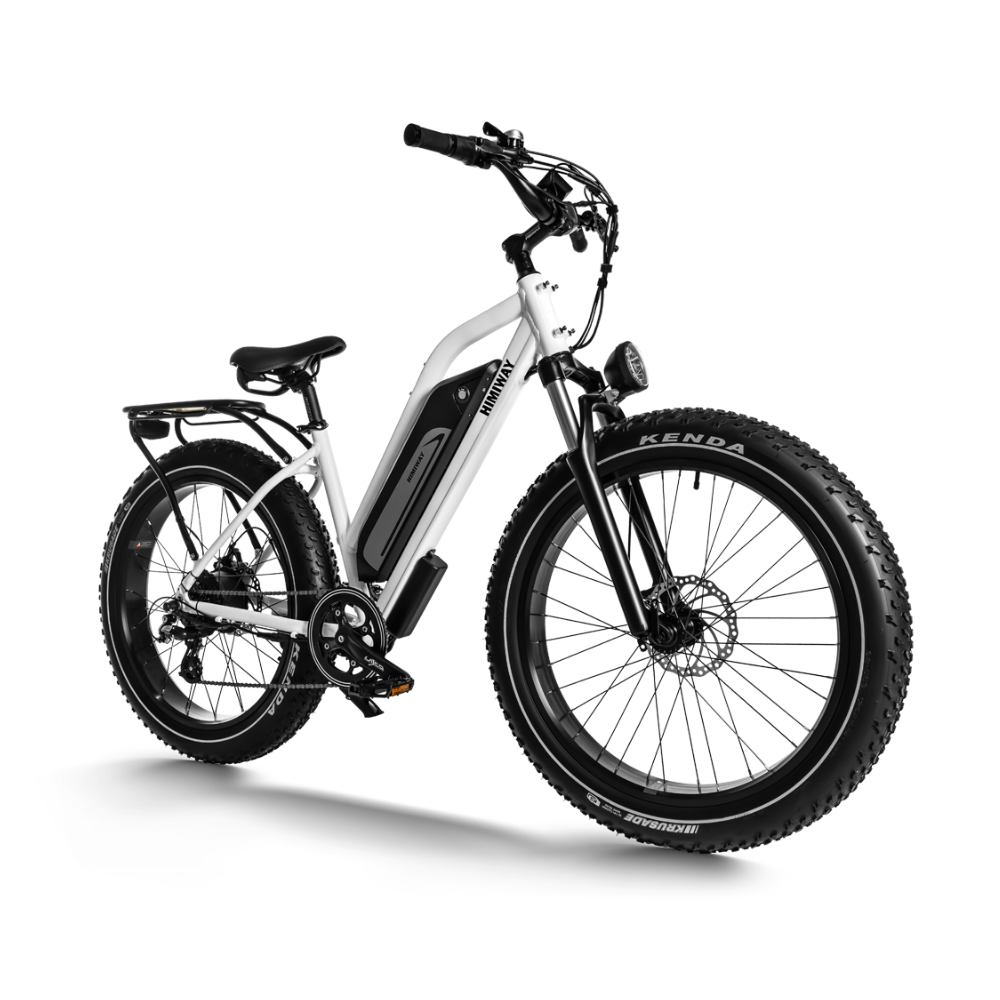 Himiway Cruiser Step Thru Electric Bike, Long Range, All Terrain, Fat Tyre, Top Speed 15.5MPH Facing Oblique Right 
