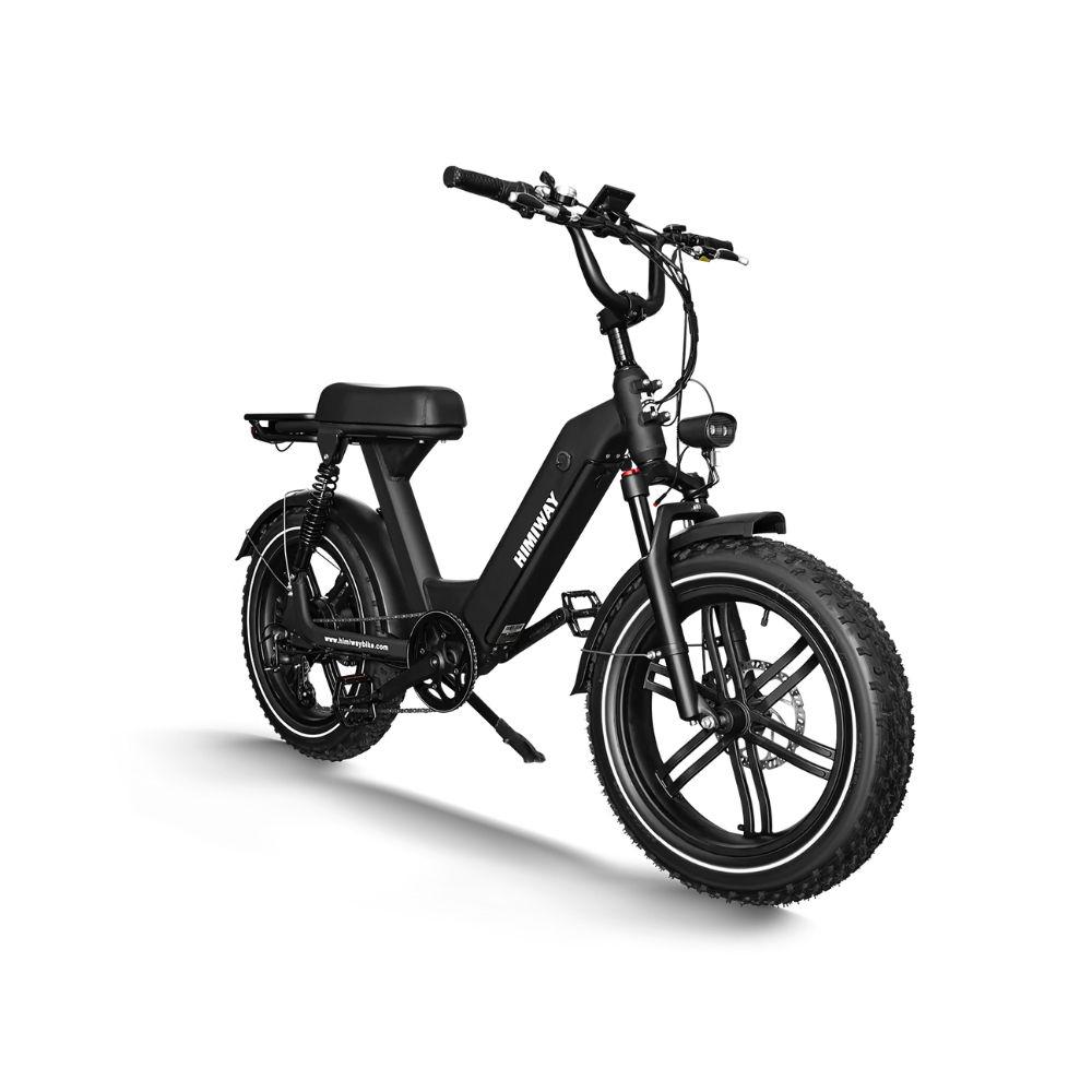 Himiway Escape Pro Moped-Style, Long Range Electric Bike, Black, Top Speed 15.5MPH Facing Oblique Left 