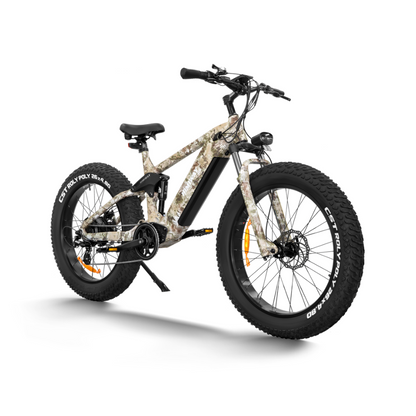 Himiway Forest Cobra Electric Mountain Bike, Fat Tyre, Long Range, Camo, Top Speed 15.5MPH Facing Oblique Right