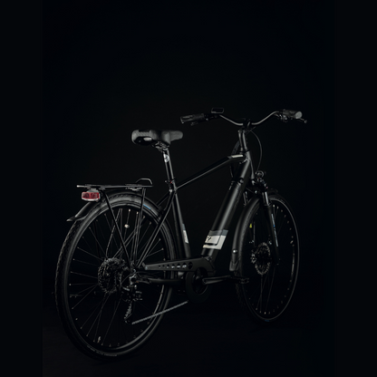 MBM Rambla Sport Urban Electric Bike, Trekking 15.5MPH Facing Oblique Right Away With Dark Background