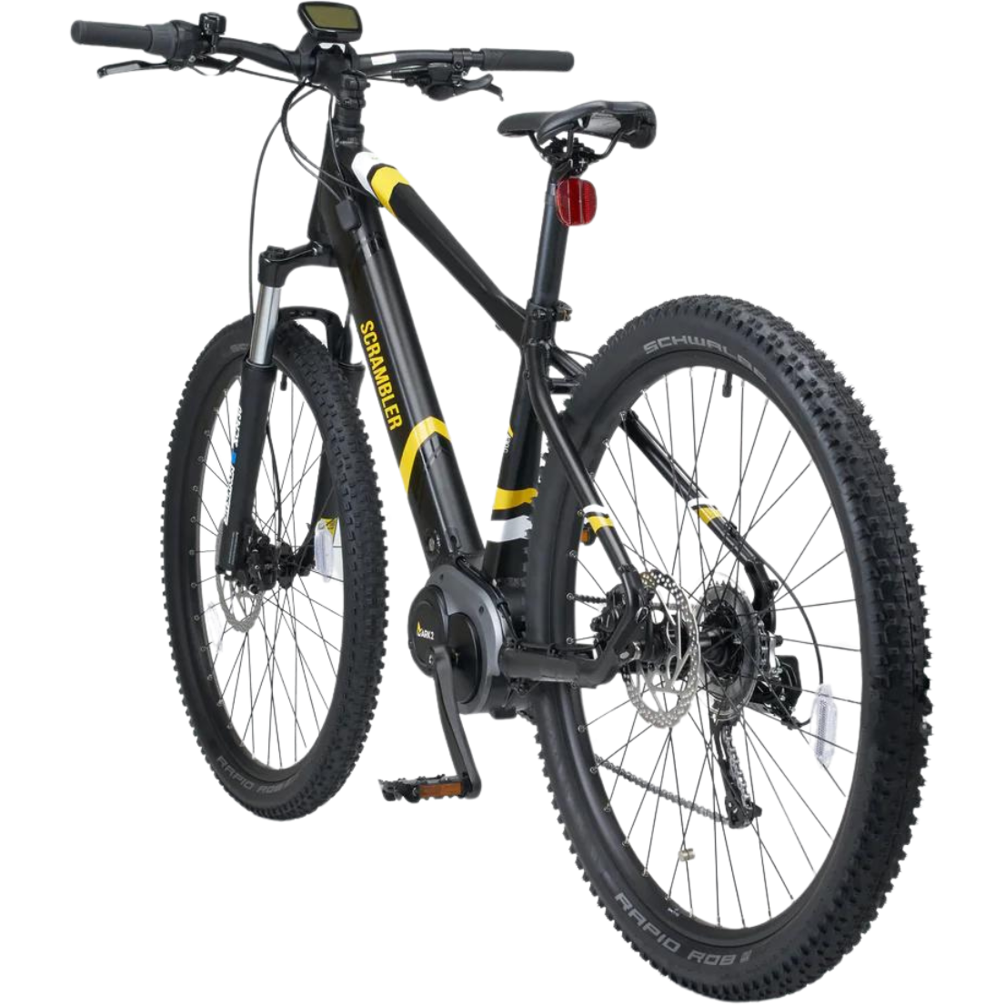 Mark2 Scrambler C Electric Mountain Bike, 90Nm Mid Drive, Top Speed 15.5MPH Black Facing Away Left 