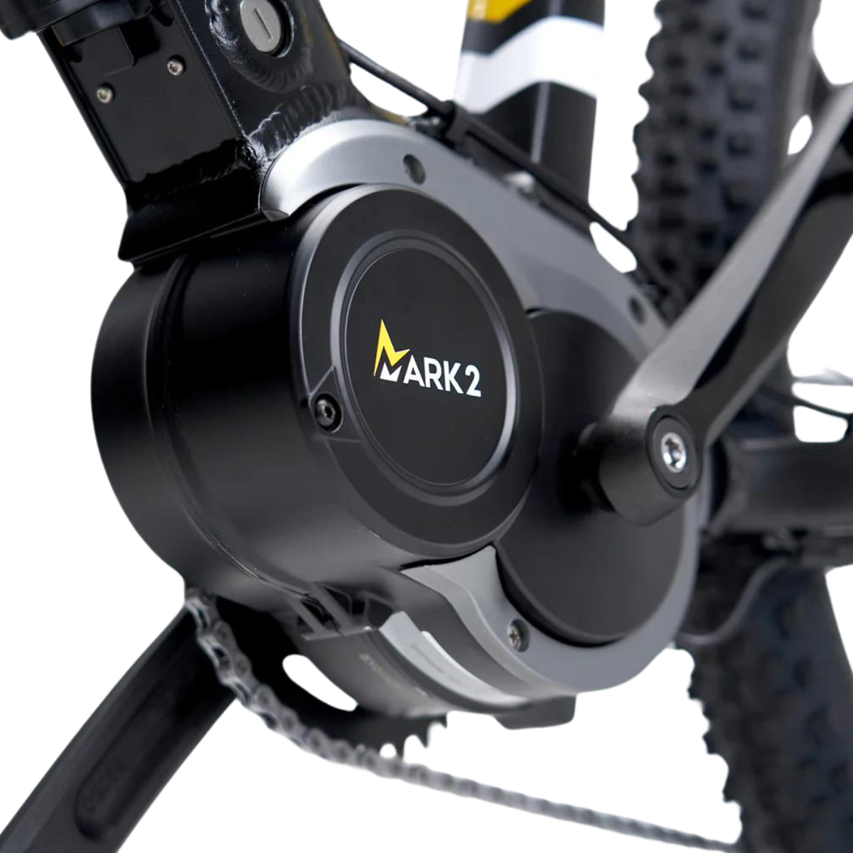 Mark2 Scrambler C Electric Mountain Bike, 90Nm Mid Drive, Top Speed 15.5MPH Black Close Up Mid Drive 