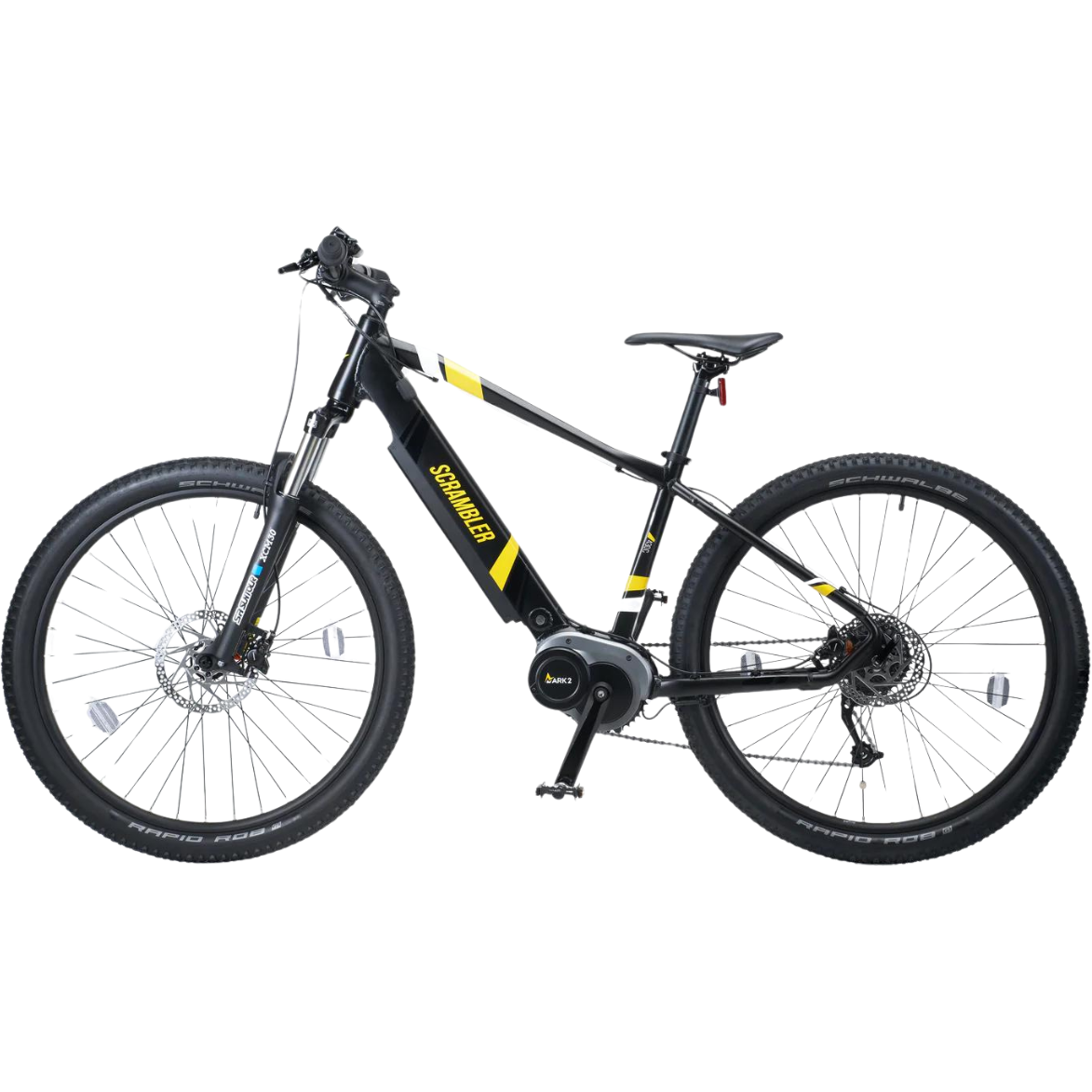 Mark2 Scrambler C Electric Mountain Bike, 90Nm Mid Drive, Top Speed 15.5MPH Black Facing Left 