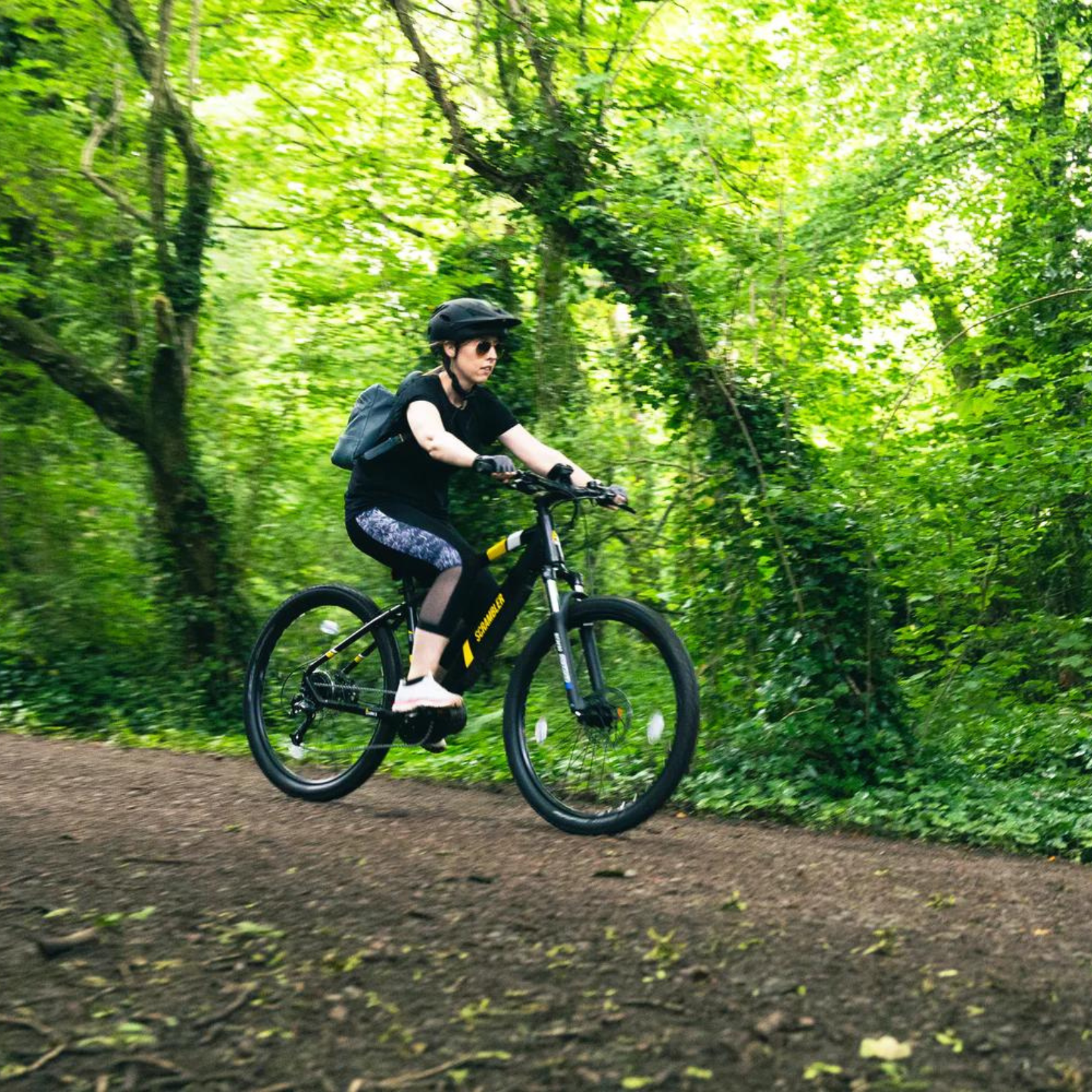 Mark2 Scrambler C Electric Mountain Bike, 90Nm Mid Drive, Top Speed 15.5MPH Black With Rider