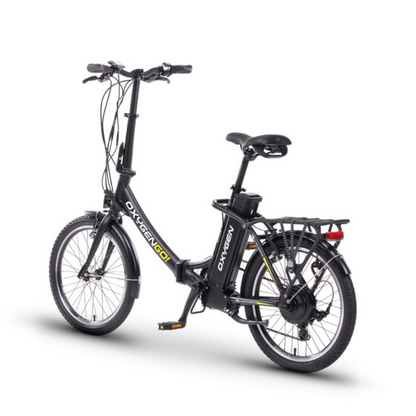 Oxygen Go Folding Electric Bike, Step Through, Urban, Black Facing Left Away