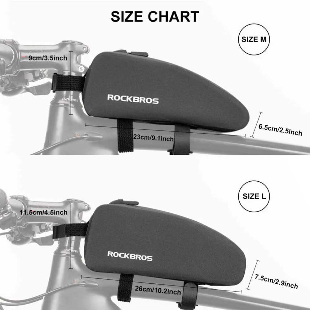 ROCKBROS Waterproof Top Tube Bag Bike Frame Bag with Double Zipper