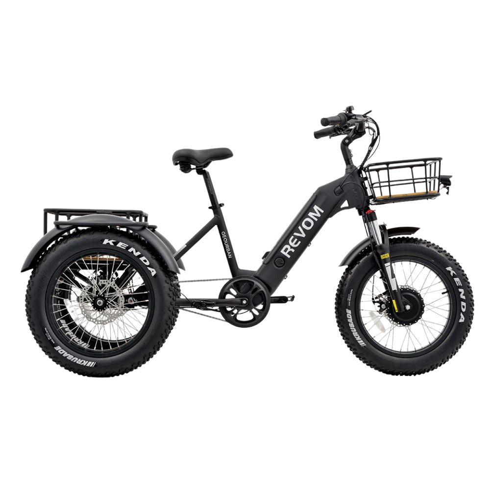 Revom Fat Tyre Electric Trike Black 15.5MPH | Power Drive Bikes