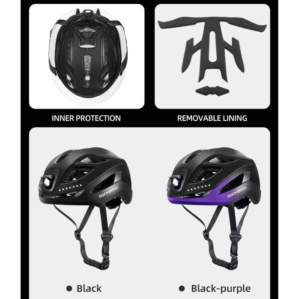 ROCKBROS Bike Helmet with Light USB Rechargeable Adjustable