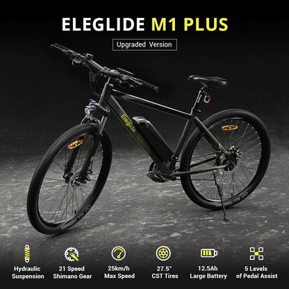 Eleglide M1 Plus Electric Mountain Bike All Terrain Gray M1 Plus Upgraded 