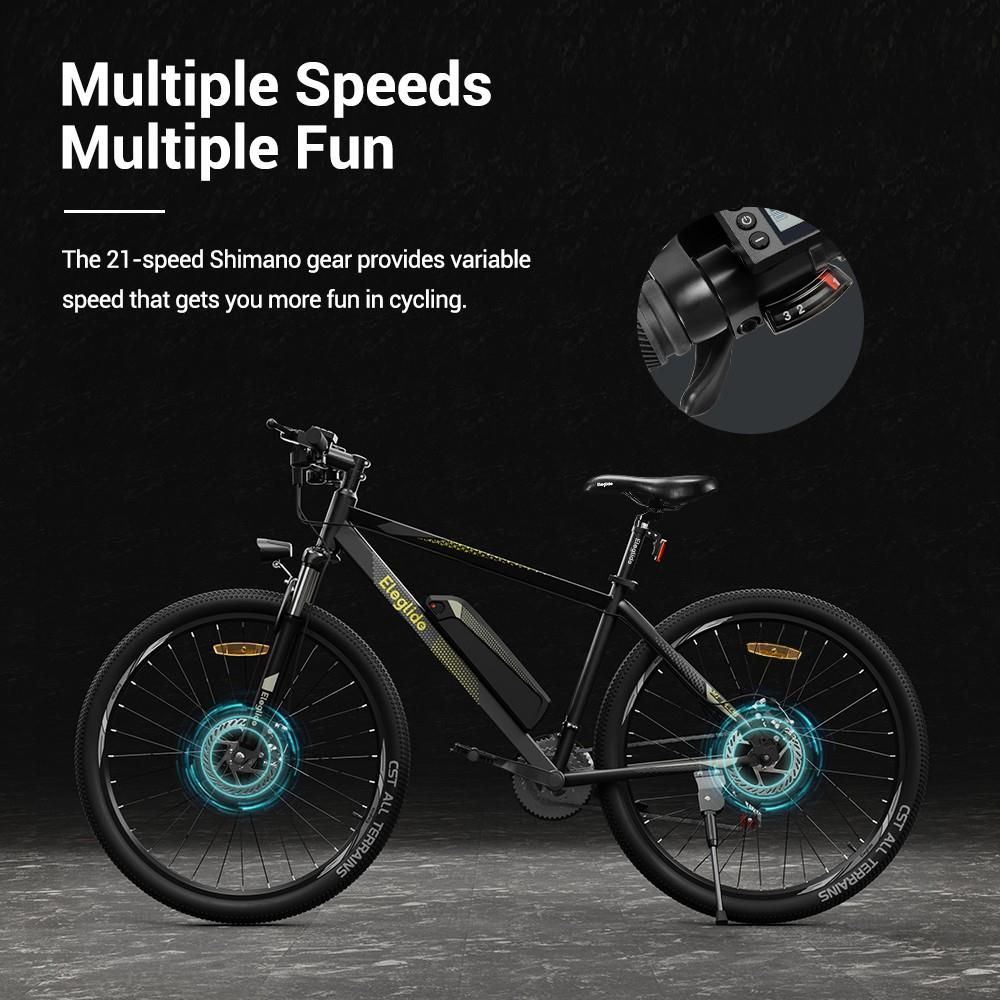 Eleglide M1 Plus Electric Mountain Bike All Terrain Gray Multiple Speeds 