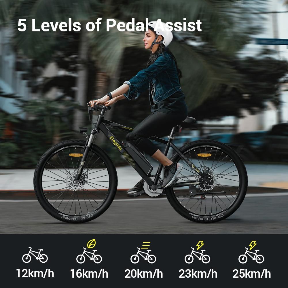 Eleglide M1 Plus Electric Mountain Bike All Terrain Gray 5 Levels of Pedal assist