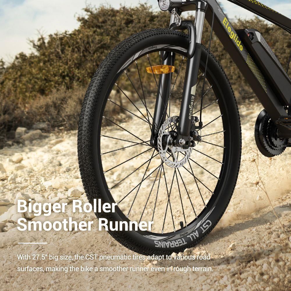 Eleglide M1 Plus Electric Mountain Bike All Terrain Gray Bigger Roller 