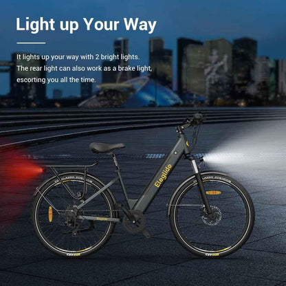 Eleglide T1 Step Through Trekking Urban Electric Bike Gray Bright Lights
