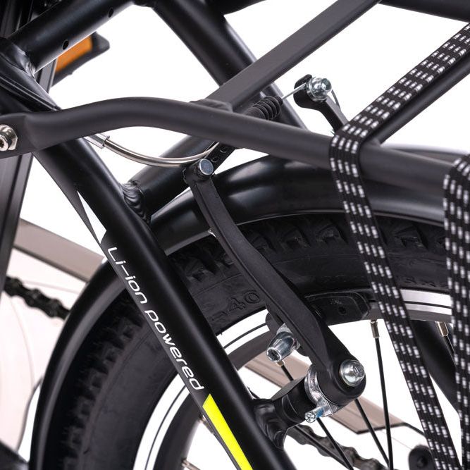 Oxygen Go Folding Step Through Urban Electric Bike Black Rear Brake Calipers 