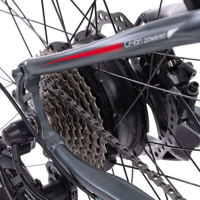 Oxygen S-CROSS MTB MKII All Terrain Mountain Electric Bike Gray Rear Gear Sprocket