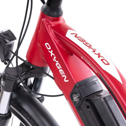 Oxygen S-CROSS ST MKII Step Through Commuter Trekking Urban E-Bike Red Front Column 